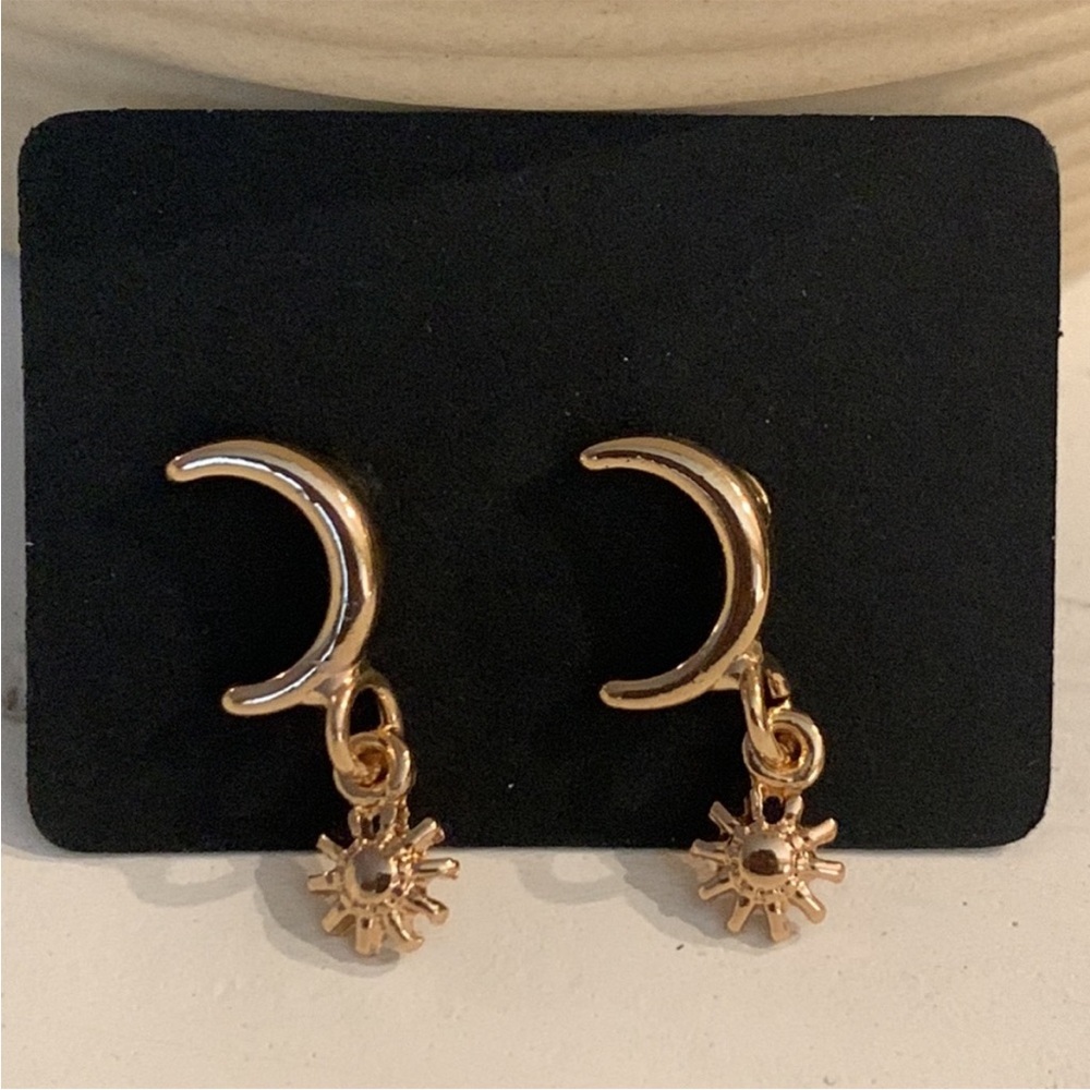 Gold Sun and Moon Earrings